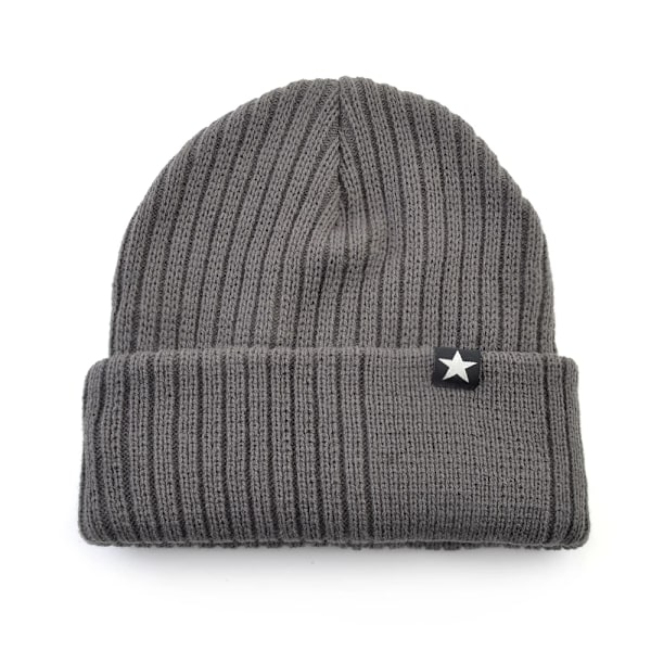 Vintermössa för Män Stickad Ull Enfärgad Beanie Mössa Herrarnas Varma Skullies Hatt Stickning Dubbellager Tjock Utomhus Skidmössa Gray2