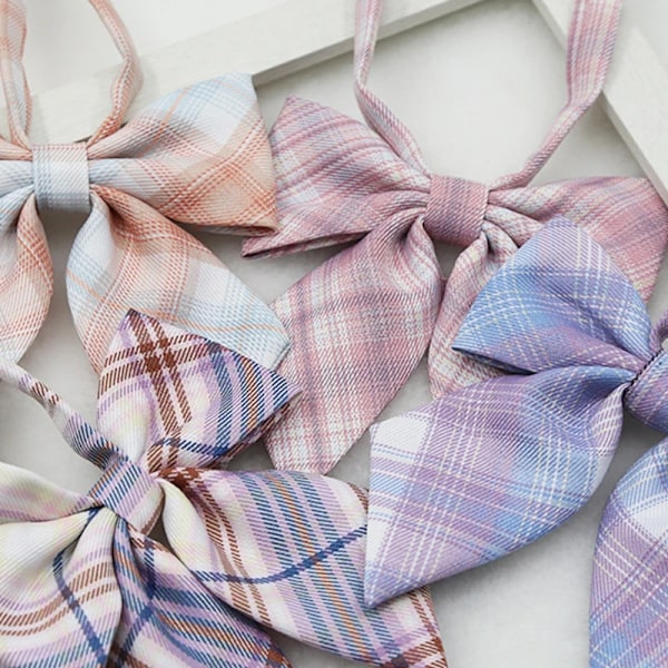 Feminine Plaid Bowtie Casual Låg Slips För Kvinnor Uniform Krage Butterf Bowknot Vuxen Check Båge Slips Cravats Flicka Båger A7