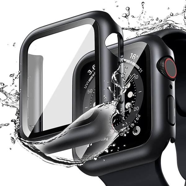 Härdat glas+ cover för Apple Watch Case Tillbehör 45 mm 41 mm 42 mm 38 mm PC- cover iWatch 6 5 4 se 44 mm 40 mm 06 official green Series 7-8-9 41mm