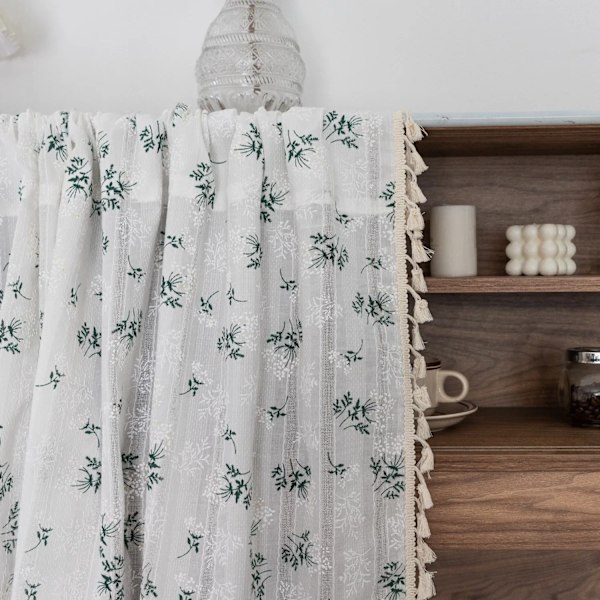 Koreanske Bomulds Daisy Gardiner Road Pocket Shade Gardin Floral Tassel Til Køkken Soveværelse Stue Bay Vindue Skab Gardin 1 panel Style 5 W140XH160cm