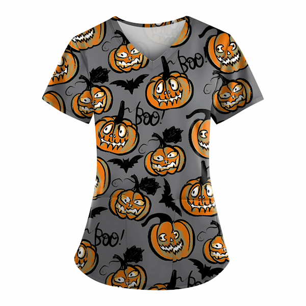 Sommer Halloween V-hals Kortærmet Pleje Medicinske Uniformer Skjorter Unisex Tee Hotel Hospital Læge Operation Scrub T-shirt BHSF1396 S