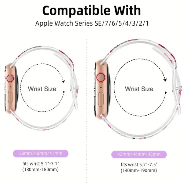 Snygg silikonrem för Apple Watch Band Ultra 44mm 45mm 40mm 41mm 49mm Transparent printed sportarmband för iWatch-serien Transparent 38mm 40mm 41mm