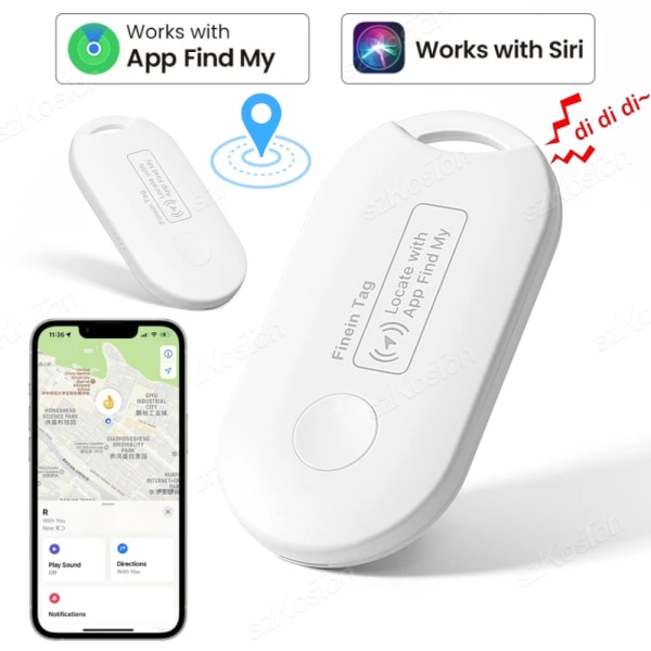 Mini GPS Tracker Fungerar med iOS Hitta min APP MFI Smart Tag Key Finder Anti Lose Global Locator för plånbok Bilbagage Pet Tag White