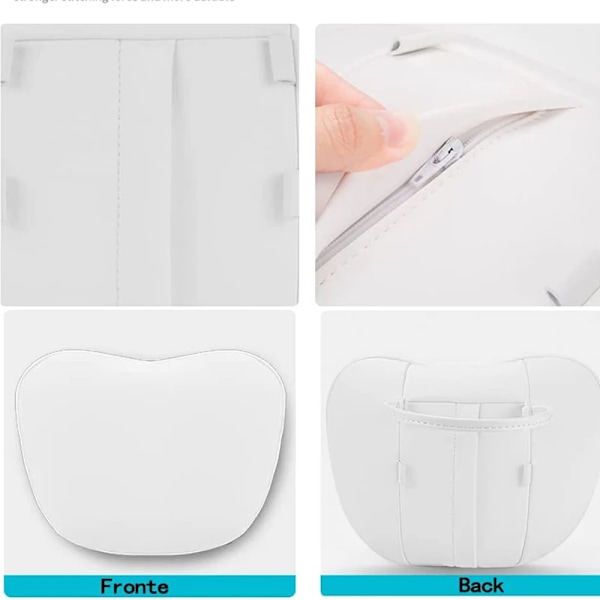För Tesla Modell 3 Y Flocking / Läder Bil Sittplats Kudde Kudde Mjuk Minne Hals Kudde Högkvalitativ Headrest Lumbar Suppo M3MY 04W