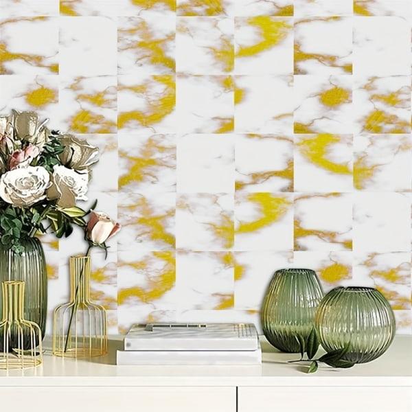 10 st/ set Självhäftande avtagbara PVC-imitationer av keramiska plattor, fyrkantiga vattentäta väggdekaler i modern stil med marmormönster Lämplig 10pcs * 29.97cm * 29.97cm