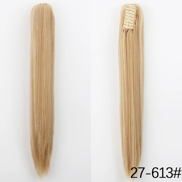 Azqueen 24 Tum Syntetisk Lång Raka Klo Clip På Ponytail Hår Förlängningar Svart Brun Blond Värme Resistenta Fiber Ponnyn Svarta 27-613 24inch 60cm