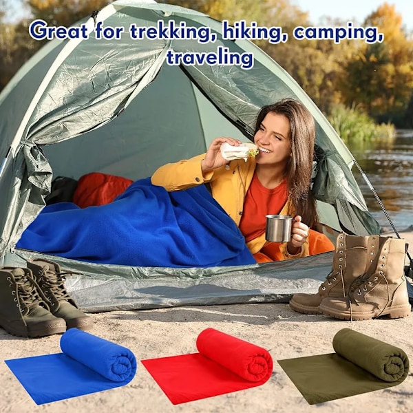 Fleece Sovsäck Bärbar Ultralätt Polar Resesäck för Vuxna Utomhus Camping Tält Säng Varm Sovsäcksfodral Ggray