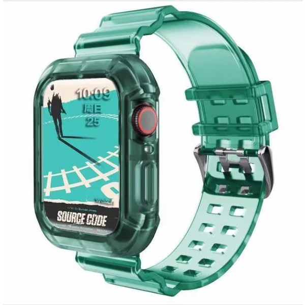 Klart band + case för Apple Watch Series 8 7 6 SE 5 4 45 mm 44 mm 42 mm 41 mm Transparent för iwatch 3 2 38 mm 40 mm gummirem TRGR 38 40 41MM