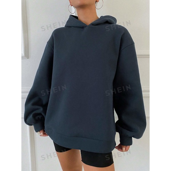 Dazy Fashion Basic Hoodie Casual Tjockad Sweatshirt För Kvinnor, Höst. Navy Blue L