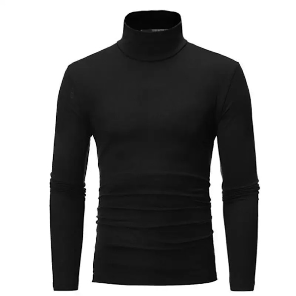 Termisk Undertrøje Toppe Mænd Vintertøj Termisk Skjorte Efterår Mænds Vinter Tights Høj Hals Tynd Slim Fit Langærmet T-shirt Black L