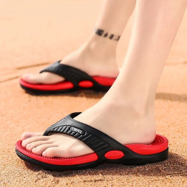 Sommer Mænd Mode Casual Flip Flops Udendørs Sport Strand Toffelpar Black 43