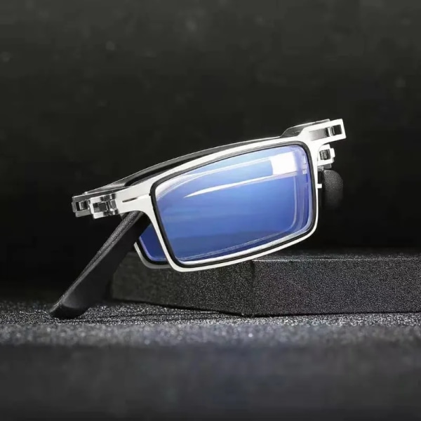 Bärbara hopfällbara läsglasögon i metall Vintage runda fyrkantiga hopfällbara ålderssynthetsglasögon Anti-blå ljusa glasögon med fodral Square With Box