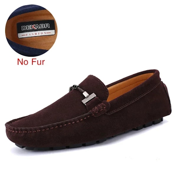 Dekabr Trendy Män Casual Skor Stor Stora Storlek 38-47 Varumärke Sommar Driving Loafers Andningsbart Grossist Man Mjuk Skodon Skor Skor. För Män Coffee No Fur 7.5