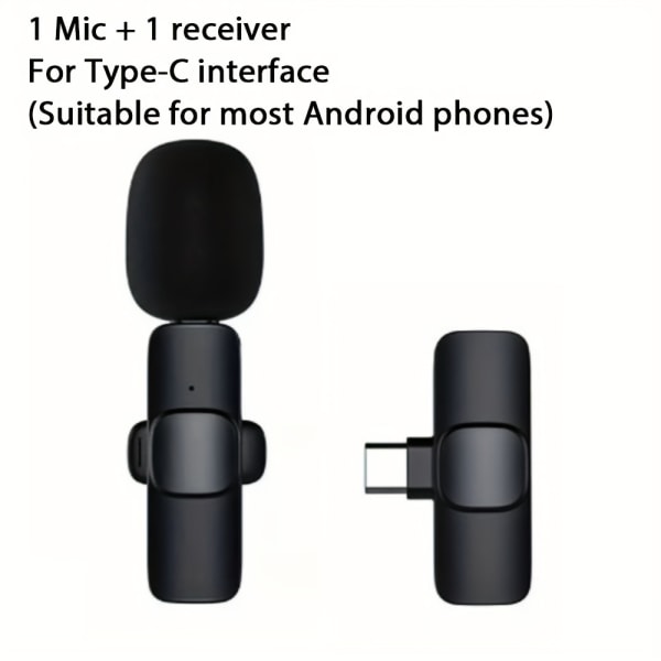 2-i-1 Professionell trådlös Lavalier Lapel-mikrofon Uppladdningsbar för IPhone IPad Android Mini Inspelningstelefon Plug & Play Lågt fördröjt brus