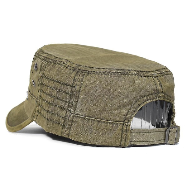 Militärkepsar i tvättad bomull för män Cap Unik design Vintage platt topphatt，khaki color