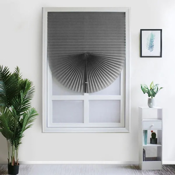 Självhjälpligt Svarta Icke-Woven Tyg Ridå Pleated Blind Shade Halv Blackout För Vardagsrum Sovrum Badrum Den Dekoration White 60x180CM