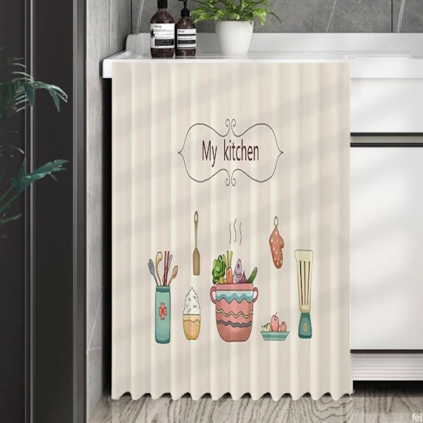 Keittiökaappi verho verho pölytiivis kirjahyllyt kaappi vaatekaappi peitto sisäpuoli itseliimautuvat lyhyet verhot koti sisustus Cortinas Kitchen curtains S3 70X90cm