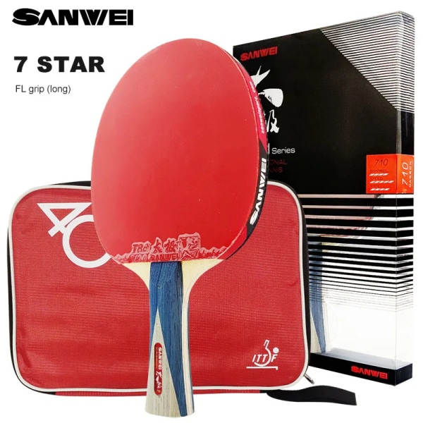 Taiji 7 8 9 Star Bordtennisracket Professionell Trä Kol Offensiv Ping Pong Racket Sticky Gummi Snabb attack 7 Star FL grip(long)