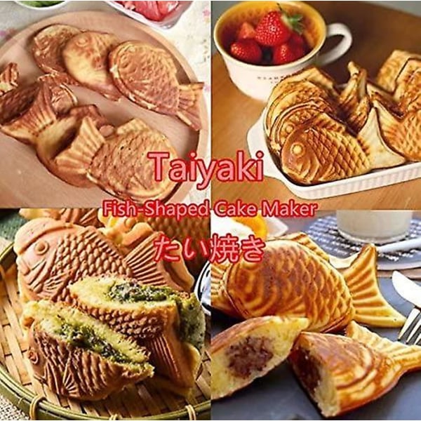 Japansk Taiyaki våffelmaskin, fiskvåffel, non-stick för med rostfritt stål bakplåt 2 sidor