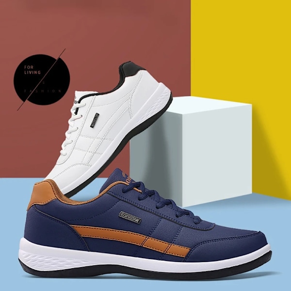 Herre Jogging Træner Komfortable Sneakers Pu Læder Sportsko Letvægts Gå Sneakers Tenis Masculeino Hombre. Kgm 3275 blue 39