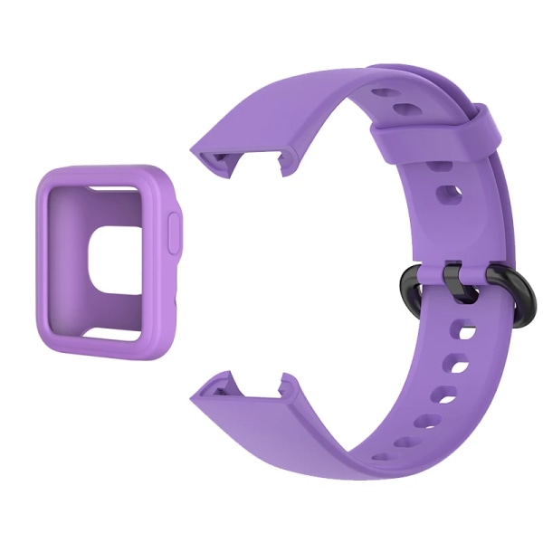 Silikonrem för Xiaomi Mi Watch 2 Lite-band med mjukt case , byte av klockarmband Redmi Watch Mi Poco-armband Purple with Case Redmi Watch 2 Lite