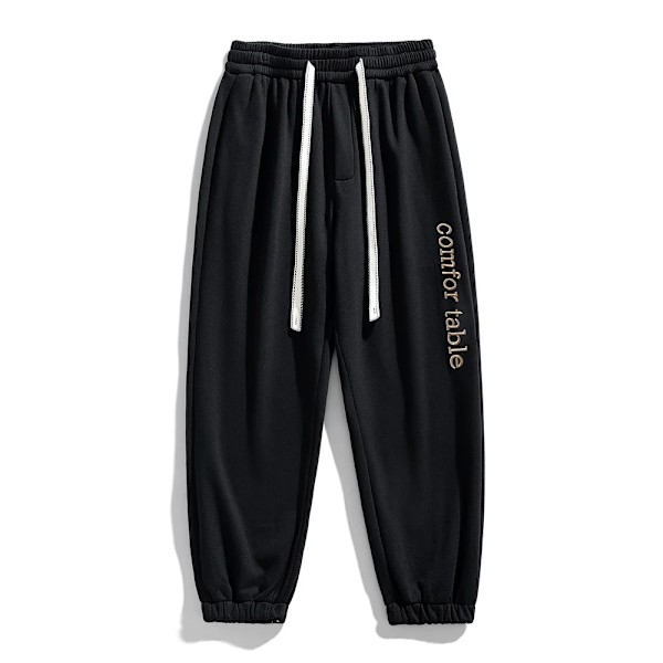 Stor Størrelse Mænd Svedbukser Forår Efterår Casual Baggy Jogger Bukser Snøre Bånd Solid Farve Sportswear Bomuld Løse Bukser 8Xl black 8XL (44-46)