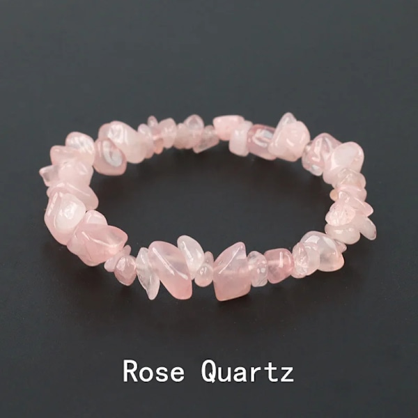 Naturlig Crystal Gemstone Uregelmæssig Energi Sten Armbånd Perler Chips Smykker Ametyst Aquamarine Rose Quartz Armbånd Til Kvinder Pure Gold Color