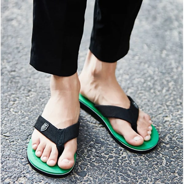 Høj Kvalitet Mænd Strand Sko Sommer Casual Flade Tøfler Mal Indendørs Badeværelse Anti-Slip Flip Flops Mænd Flip-Flopp Mænd Sandaler Black 40 (Insole 25.5cm)