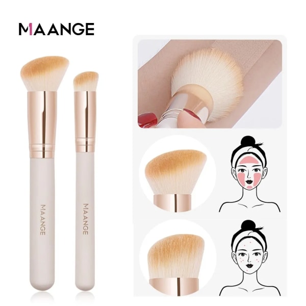 2st Foundation Concealer Makeup Brushes Kit Dense Soft Bristle Professionell kosmetisk borste för kvinnor Skönhet Apricot