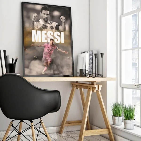 Fodboldstjerne M-Messi Poster Væg Kunst Dekoration Lærred Maleri Uden Rammerum Hjem Indretning Fodboldklub Fans Samling Gave 12 20X30 no frame