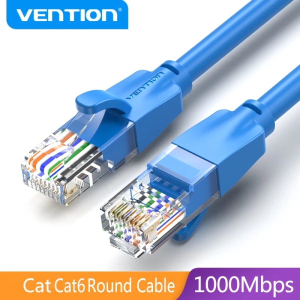 Ventilationskabel Ethernet Cat6 Lan UTP RJ45 på 5m, 8m och 40m, Cordon de Raccordement de Réseau för PS, PC, Ordinateur, Modem och Routeur 8 m IBE Round Cable