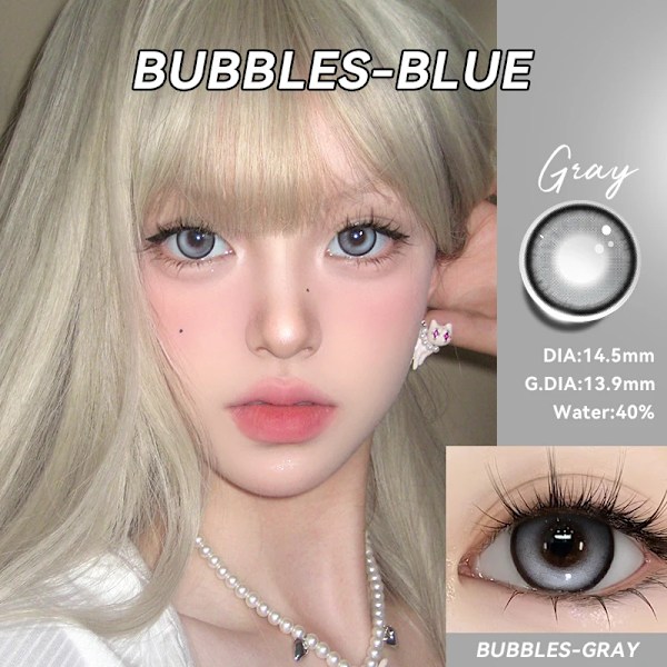 Starlens 14.5Mm Färgade Kontaktlinser Naturliga Mjuka Grå Linser 2 Bitar 6 Månader Användning.Hj Bubbles-blue 175