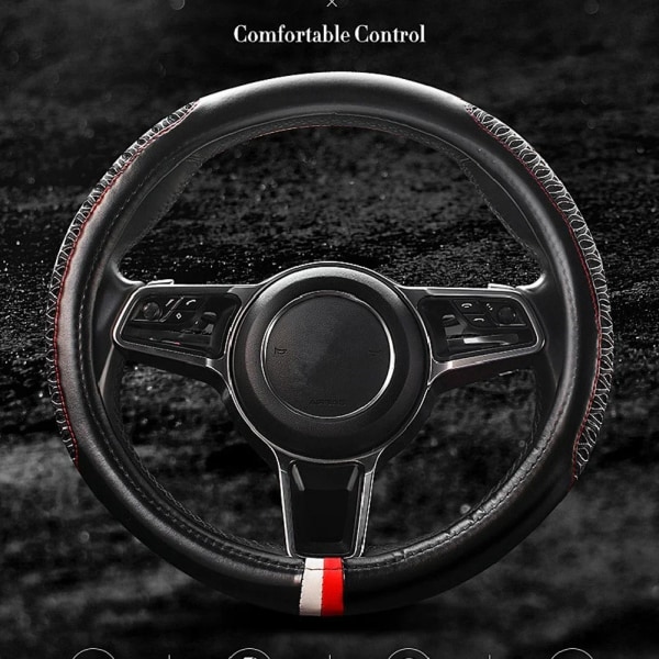 Universal Four Seasons Anti-sladd bilrattkåpa cover med andningshål 38 cm autostyrskydd Styling röd Black B