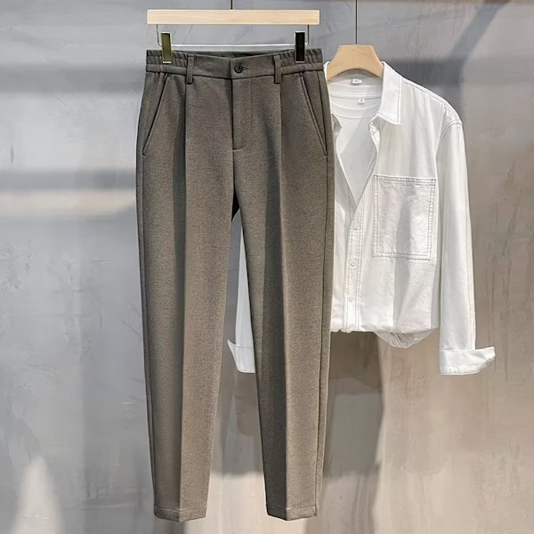 Ulla Byxor Mäns Moderiktiga Våren Och Hösten Rak Ankellånghet Slim-Fit Byxor Business Casual Byxor Män ' Dräktbyxor Höst Och Vinter Nytt Coffee 30