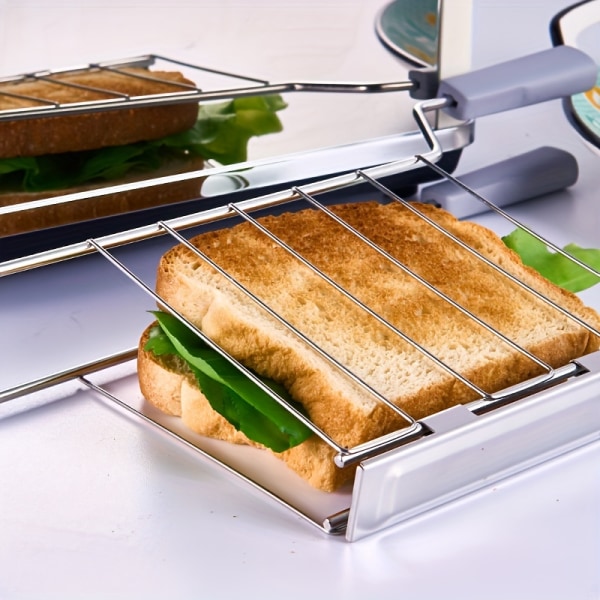 1 st smörgåstång i rostfritt stål med värmebeständigt handtag 1 st smörgåsmaskin, non-stick grillad smörgås dubbelsidig stekpanna, brödrostat bröd. BLACK
