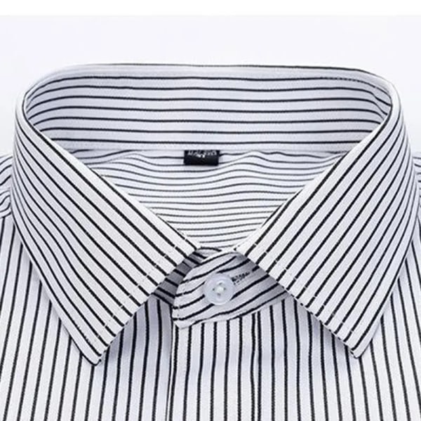 Sommar ny affärskortärmad skjorta för män casual icke-strykning högkvalitativ formell randig klänning som andas smal 7 39