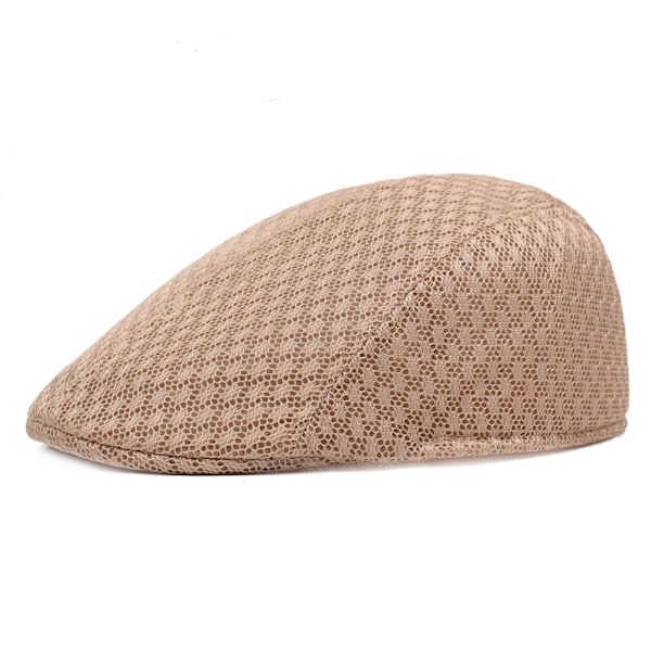 2023 Ny Sommer Casual Beret Hat Unisex Mesh Flat Caps Newsboy Style Justerbar Mode Åndbar Sommer Hat til Kvinder Mænd Caps Khaki