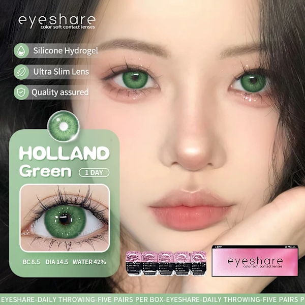 Eyeshare Ny 1-Dagagdag 10 Pcs/5Pair Brun Ögonlins HOLLAND-GREEN