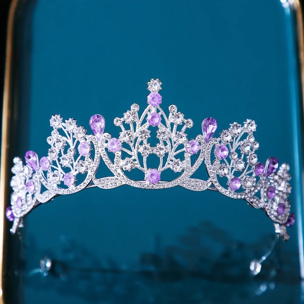 12 färger Prinsessan Drottning Flickor Rosa Kristall Tiara För Kvinnor Fest Födelsedag Krona Hår Klänning Accessoarer Huvudbonader Smycken gold sky blue