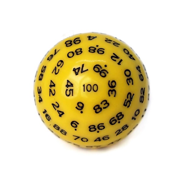 100-sidede Akryl Terninger D100 Terninger Til Brætspil Rollespil Bar Klub Bordspil Spil Brætspil Tilbehør Yellow1pc