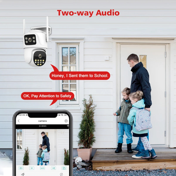 8 MP Dual Screen och Dual Lins Wifi Övervakningskamera Ai Auto Tracking Färg Night Vision Bluetooth Outdoor PTZ-säkerhetskamera UK Plug 9MP Add 128G Card