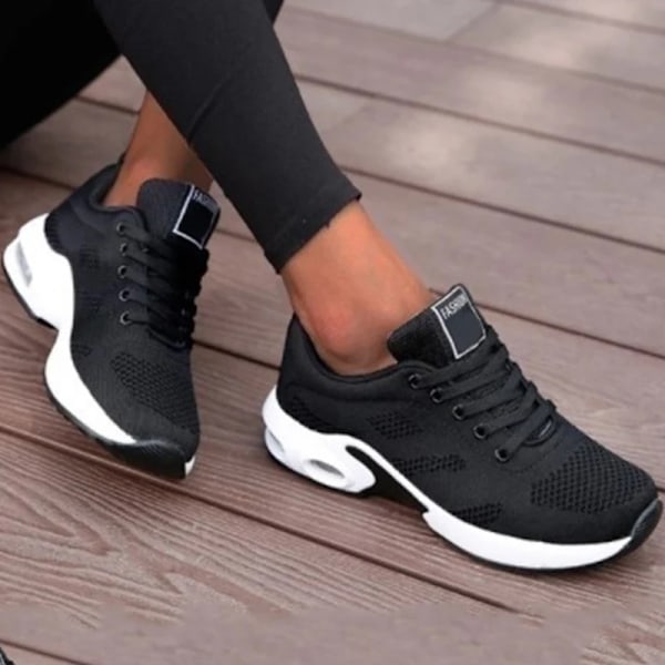 Kvinnor Sneakers Skor Bekväma Damer Skor Platt Damers Sneakers Skoplattform Sneakers Utbildare Skor Kvinna Mujer. black1 37