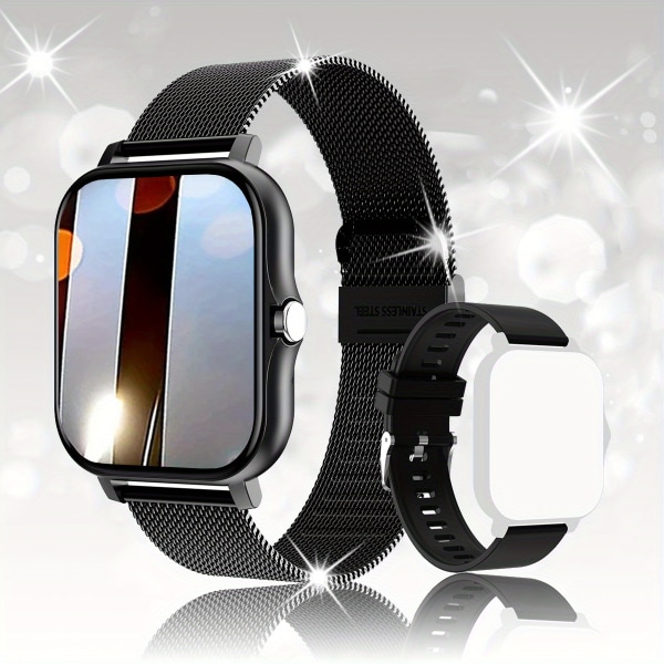 Hot 2023 New 1,85 Touch-styrd silikonrem utomhus Smart Watch för män och kvinnor, uppringning/svarar telefoner, puls, sömn, blodtryck Black