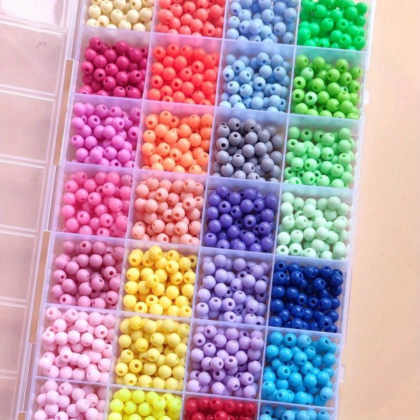 28 Grid Diy Beaded Cover Box 6mm regnbågsfärg plastfröpärlor plast lösa pärlor för handgjorda armband halsband Smyckenstillverkning