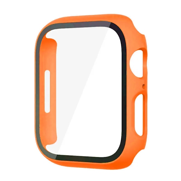 Glas Fall til Apple Watch 8 7 45Mm 44Mm 41Mm 40Mm Pc Skærmbeskyttelse Dækning Iwatch Serie 3/4/5/6/Se/7/8 Smartwatch-Tilbehør Orange 44MM