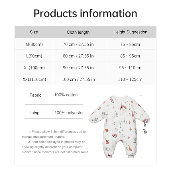 Baby sovepose sød pige vinter varm baby sovepose med fødder 1-4 år børn vækst tæppe sovetøj børns sovepose lion M(80cm)