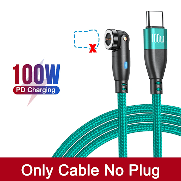 Aufu 5A Magnetisk Usb C-Kabel För Realme Huawei 100W Snabb Laddningsråd För Samsung Laptop Micro Magnet Char. Usb-Kabel Only Cable Green 1m