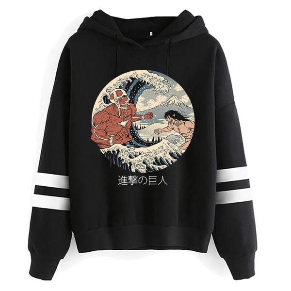 Unisex Attack on Titan Hoodies Herr Harajuku Shingeki No Kyojin Kläder Anime Manga Sweatshirt Hip Hop Lös Casual Streetwear black804 Asian M