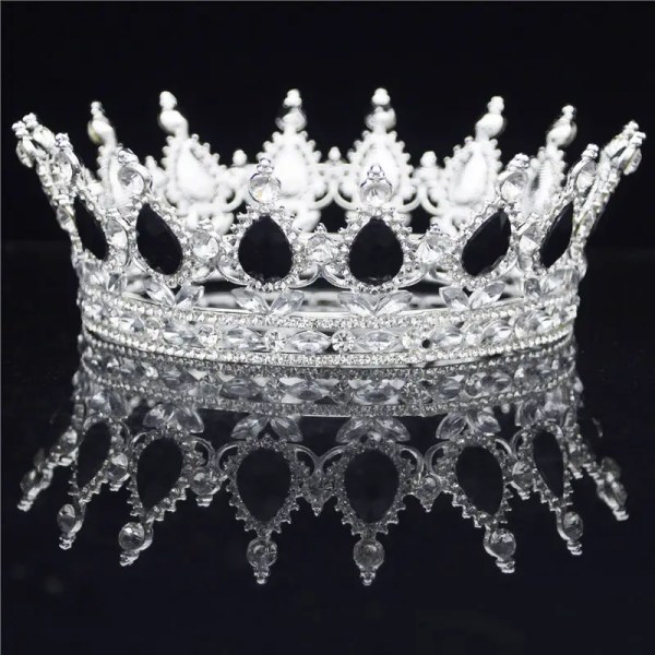 Kristall Vintage Royal Queen King Tiaror och Kronor Män/Kvinnor Pageant Bal Diadem Hårdekorationer Bröllop Hår Smycken Tillbehör