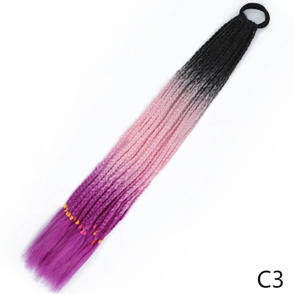 Azqueen Syntetisk Gradient Färg Smutsig Flätad Ponytail 60Cm Elastisk Gummi Band Flätande Pony Sval Hår Förlängning Flickor C3